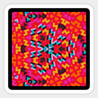 Kaleidoscope of Colorful Retro ZigZag Pattern Sticker